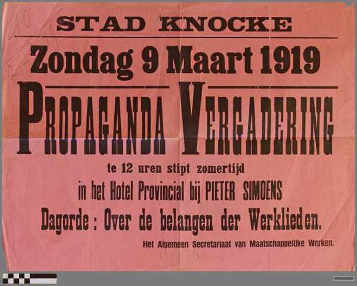 Propaganda Vergadering in Knokke uitgaande van Algemeen Secretariaat van Maatschappelijke Werken