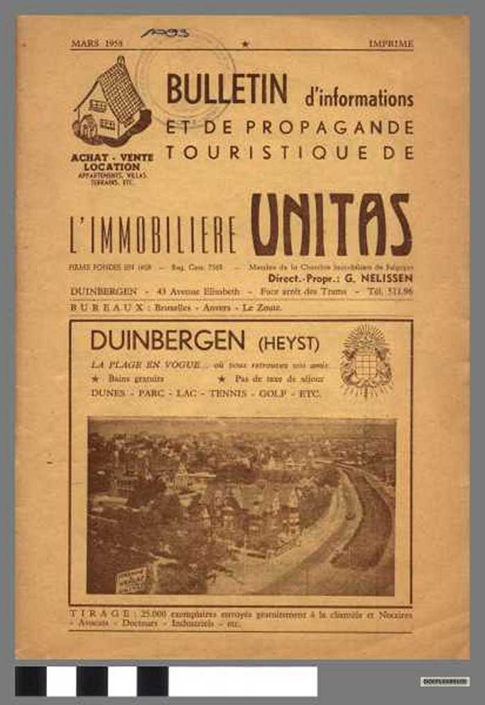 Bulletin dinformations et de propagande touristique de limmobilière Unitas.