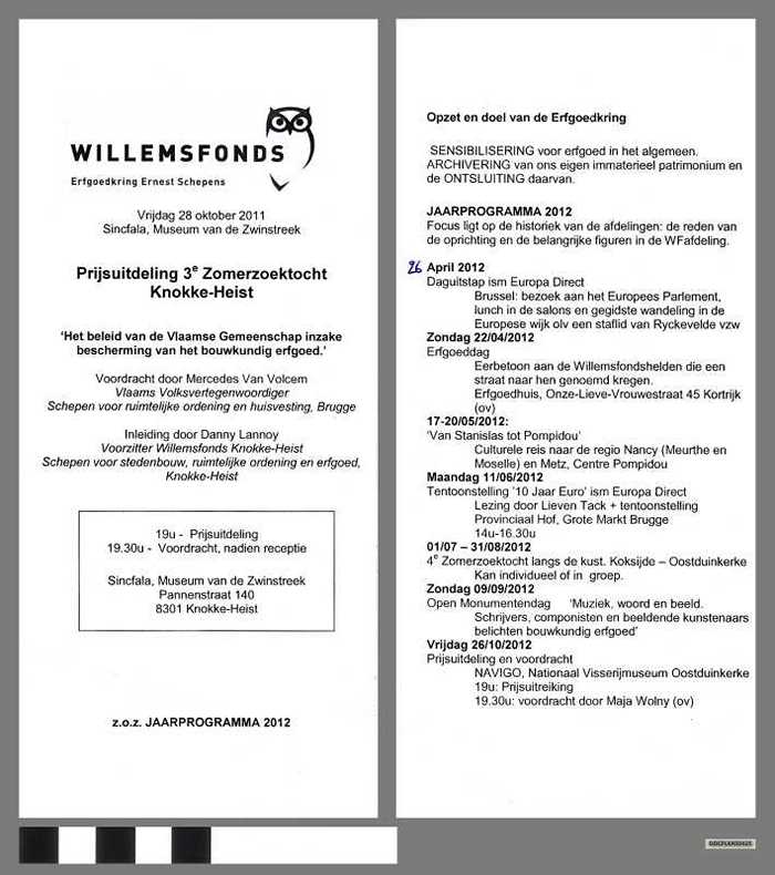 Willlemsfonds Prijsuitdeling - 3e Zomerzoektocht Knokke-Heist.