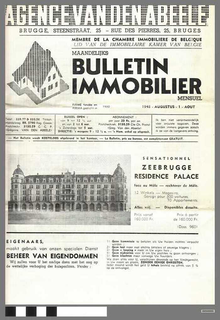 Bulletin Immobilier - Agence Vandenabeele - augustus 1948