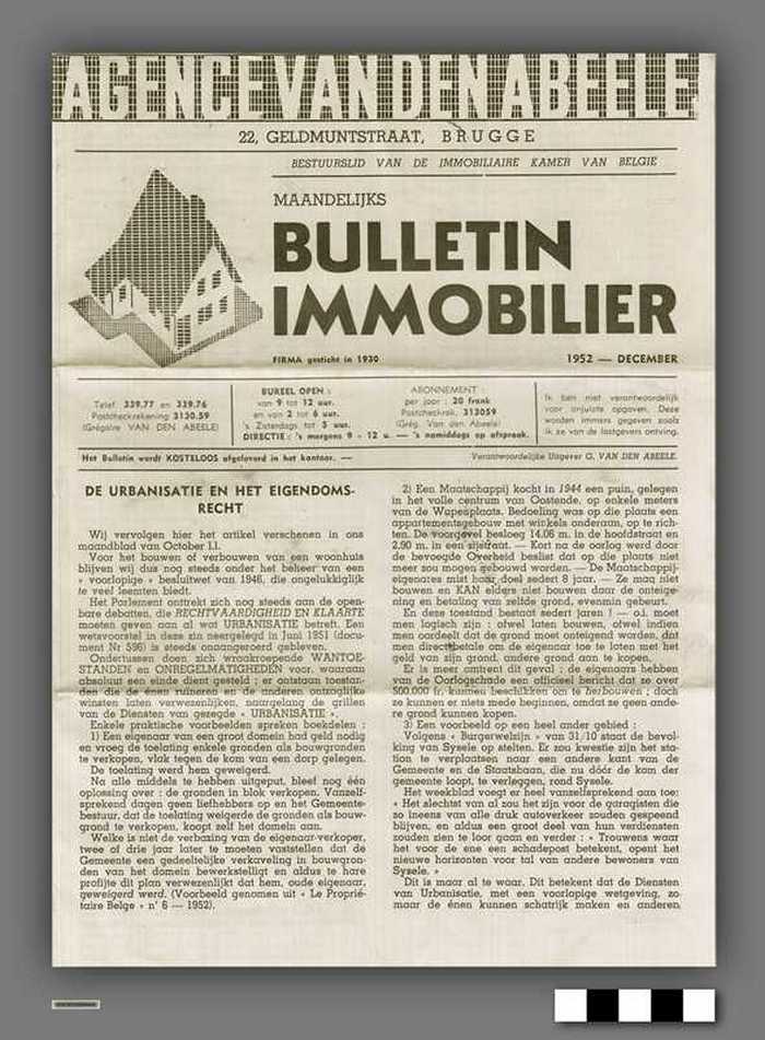 Bulletin Immobilier - Agence Vandenabeele 1952 - december