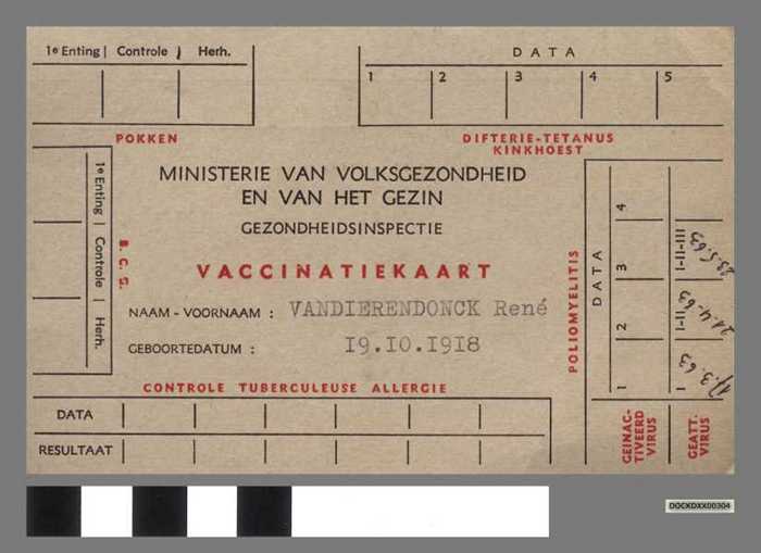 Vaccinatiekaart - VANDIERENDONCK René