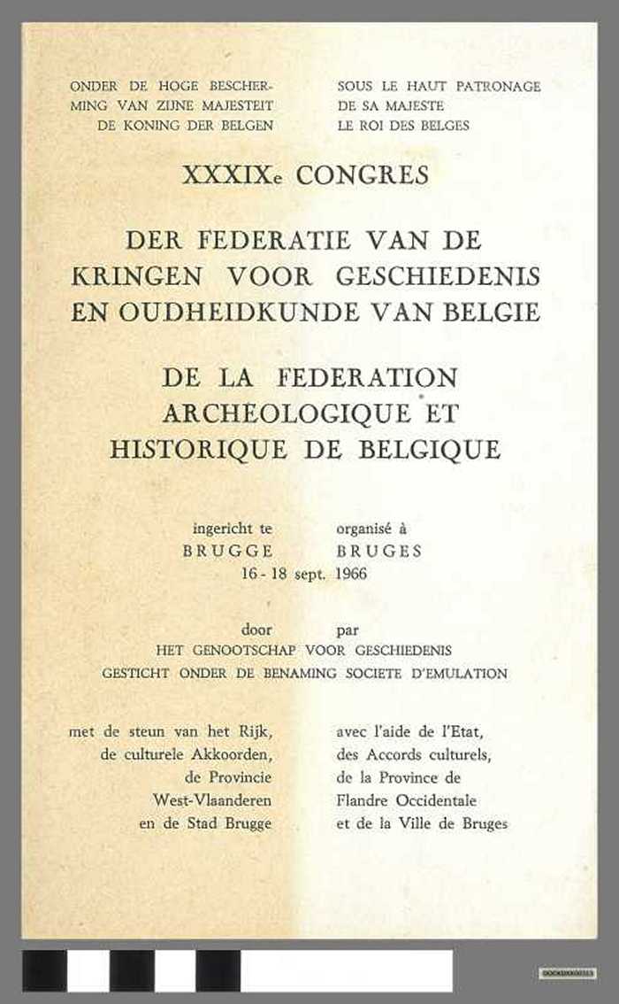 Programmaboekje - 39e Congres te Brugge - Federatie van de Kringen voor Geschiedenis en Oudheidkunde van België