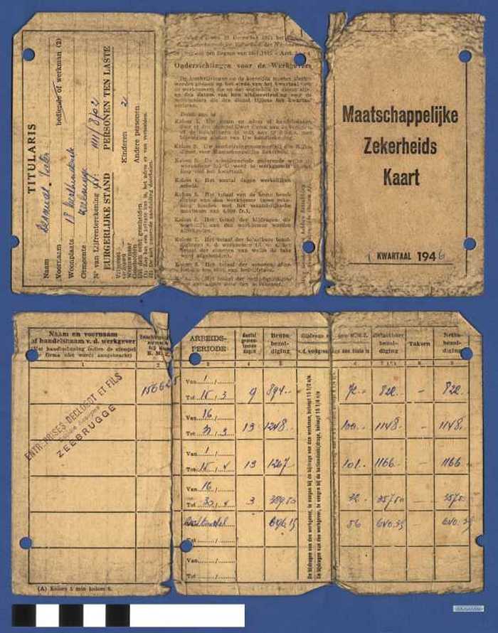 Maatschappelijke Zekerheidskaart - 1e kwartaal 1946.