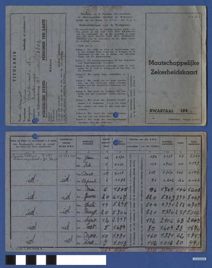 Maatschappelijke Zekerheidskaart - 1e kwartaal 1948