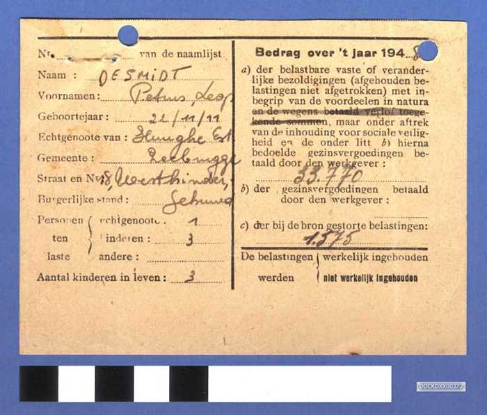 Belangrijk bericht - Bijlage bij Maatschappelijke Zekerheidskaart - 1948