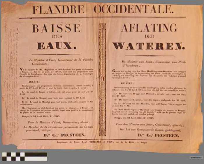 Bekendmaking door provincie West-Vlaanderen tot aflating der wateren