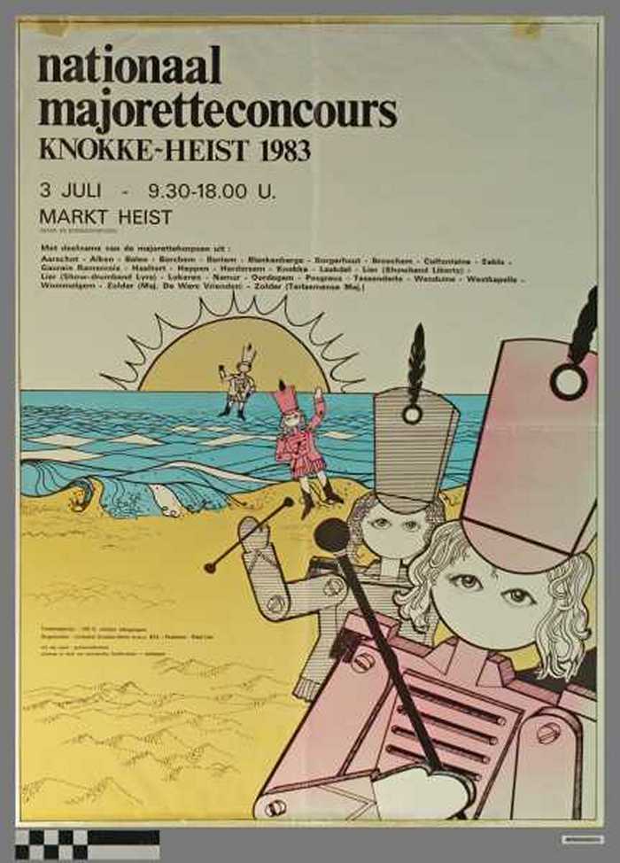 Nationaal Majoretteconcours, Knokke - Heist 1983, 3 juli - 9.30 - 18.00 u. Markt Heist.