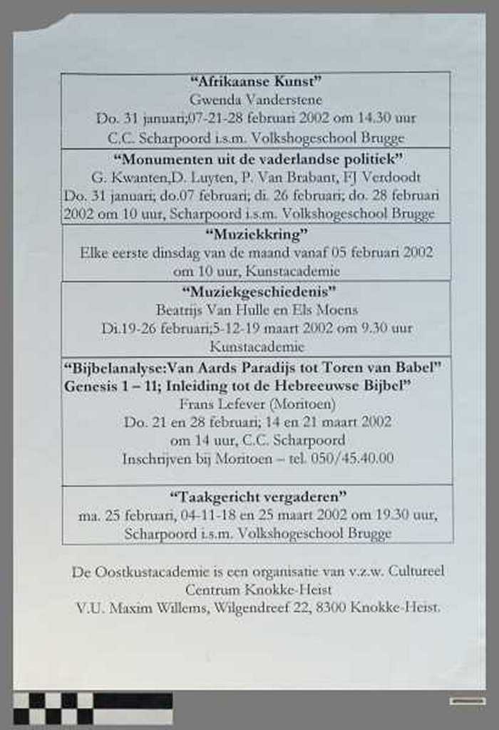 De Oostkustacademie, Januari - Februari 2002