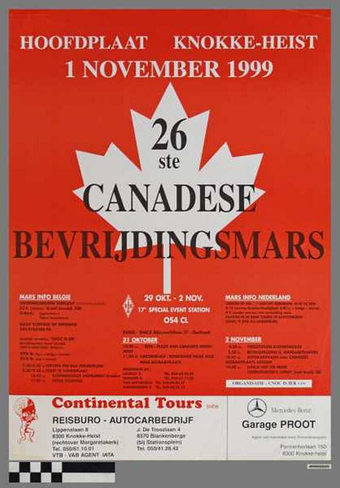 26ste Canadese Bevrijdingsmars, Hoofdplaat Knokke-Heist 1 November 1999