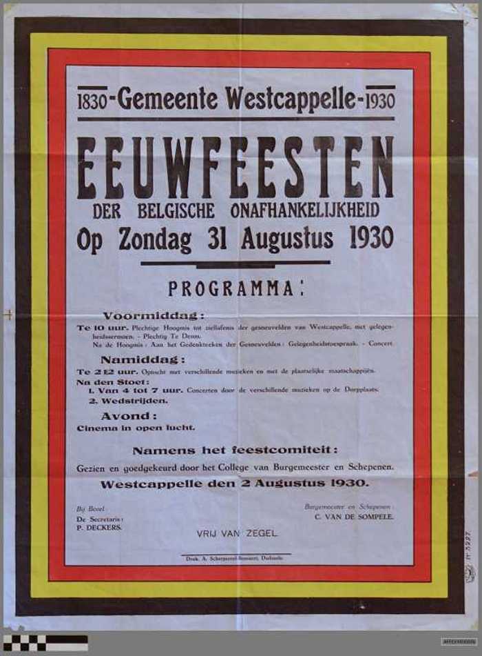 Eeuwfeesten der Belgische Onafhankelijkheid te Westkapelle