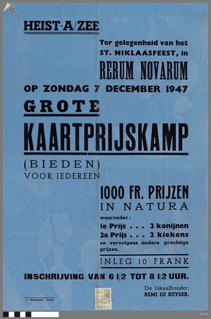 Heist-A/Zee - GROTE KAARTPRIJSKAMP - 7 december 1947