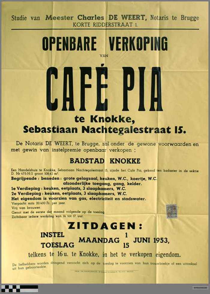 Openbare verkoping van Café Pia te Knokke.