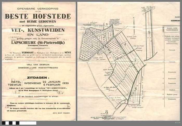 Openbare verkooping van een hofstede te Lapscheure