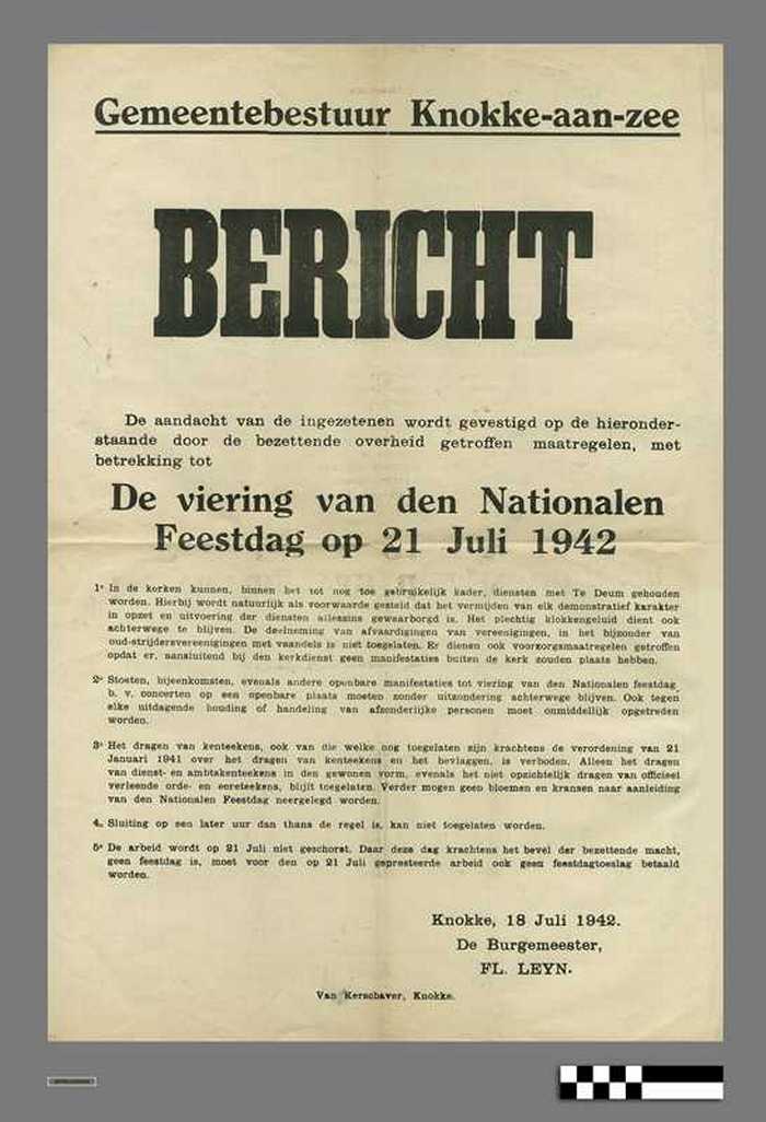 Bericht - De viering van den Nationalen Feestdag op 21 Juli 1942