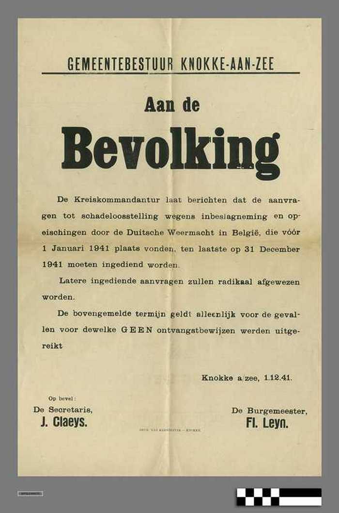 Aan de Bevolking - Aanvragen tot schadeloosstelling wegens inbeslagneming