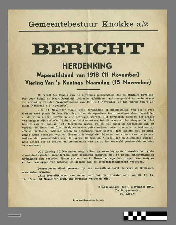 Bericht - Herdenking Wapenstilstand 1918 en viering Konings Naamdag