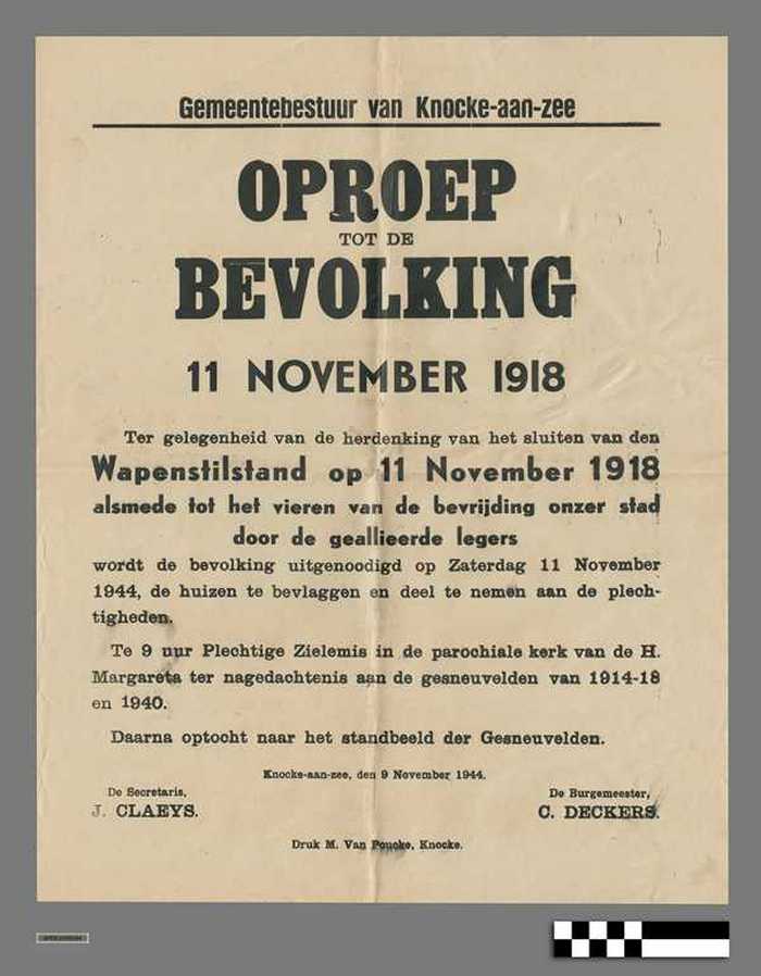 Oproep tot de bevolking - 11 November 1918