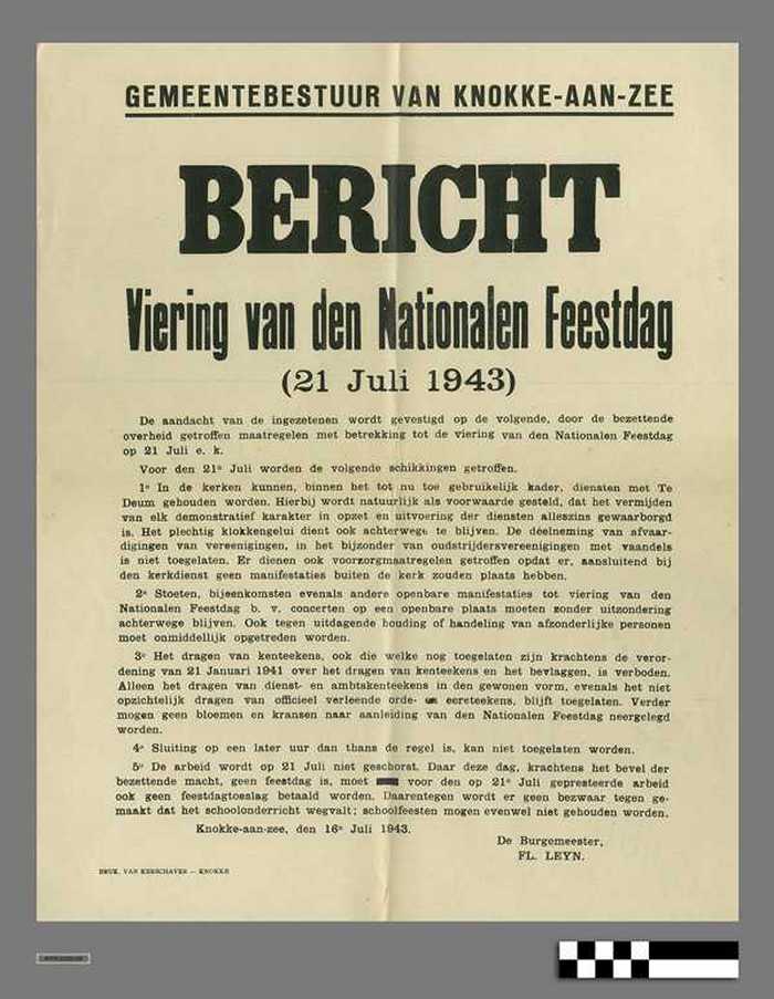 Bericht - De viering van den Nationalen Feestdag (21 Juli 1943)