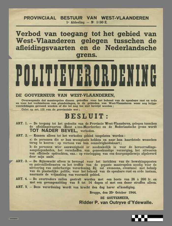 Politieverordening - Toegang tot gebied tussen afleidingsvaarten tot aan Nederlandse grensch verboden