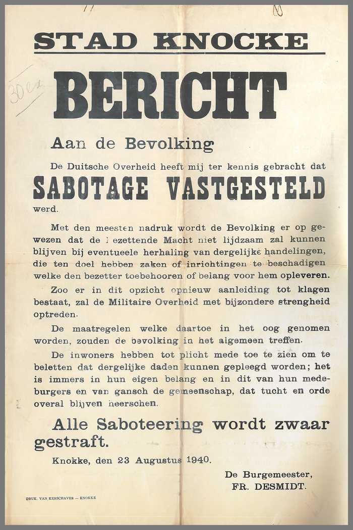 BERICHT - Sabotage vastgesteld