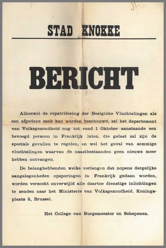 BERICHT - inzake vluchtelingen