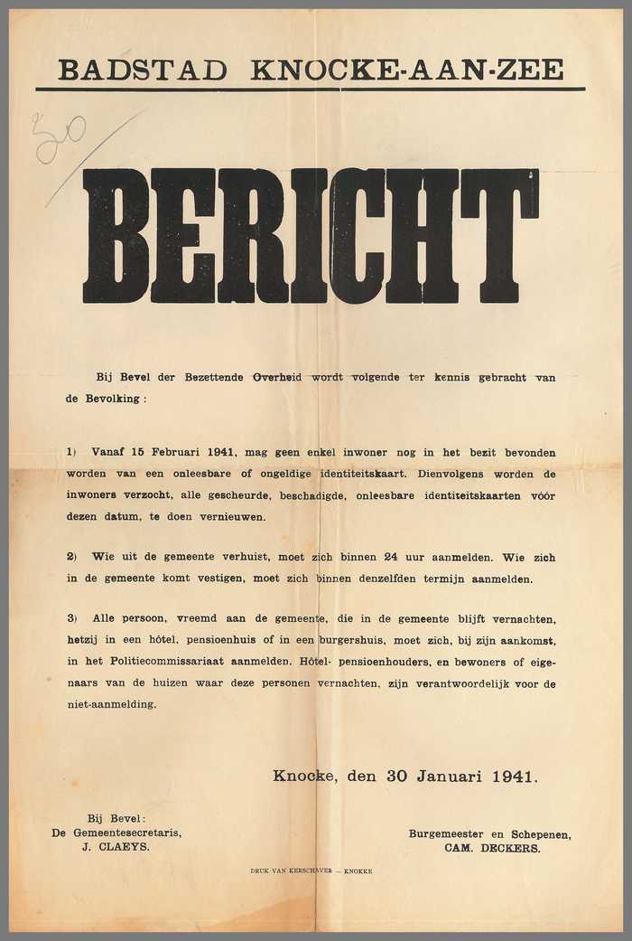 BERICHT - inzake identiteitskaart