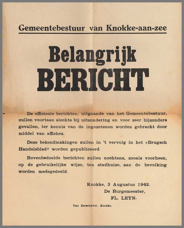 BELANGRIJK BERICHT - bekendmaking van berichten