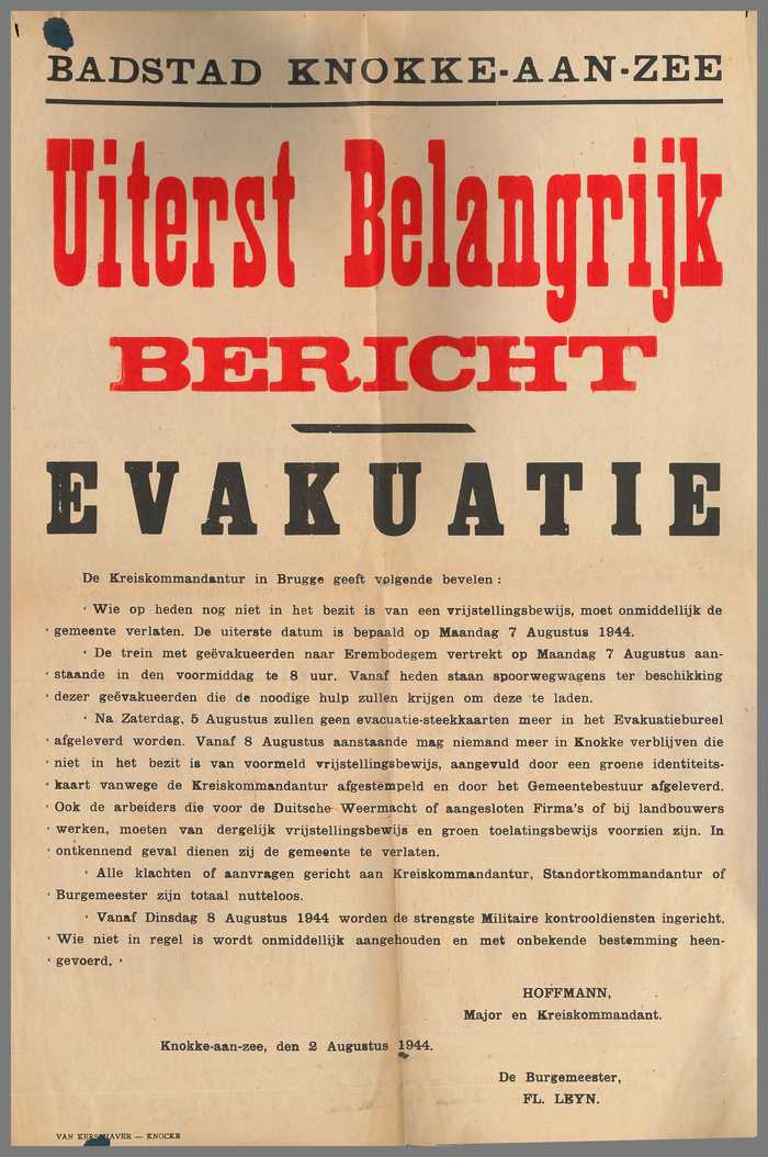 Uiterst belangrijk bericht - Evakuatie