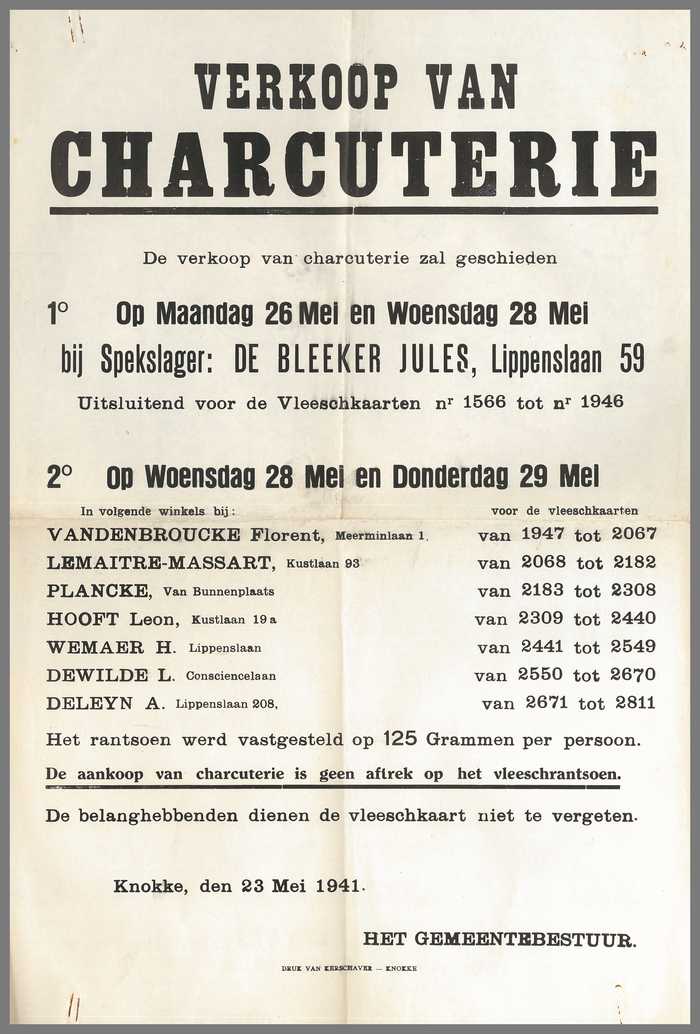 Verkoop van charcuterie