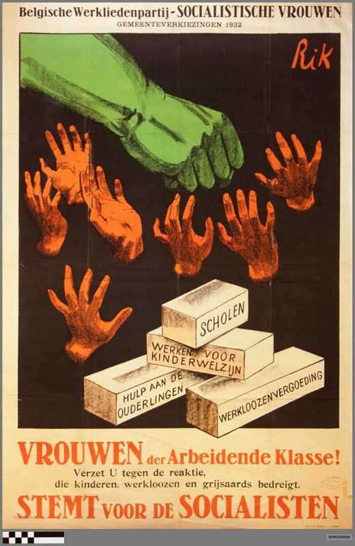 Verkiezingsaffiche voor socialisten tijdens gemeenteverkiezingen van 1932