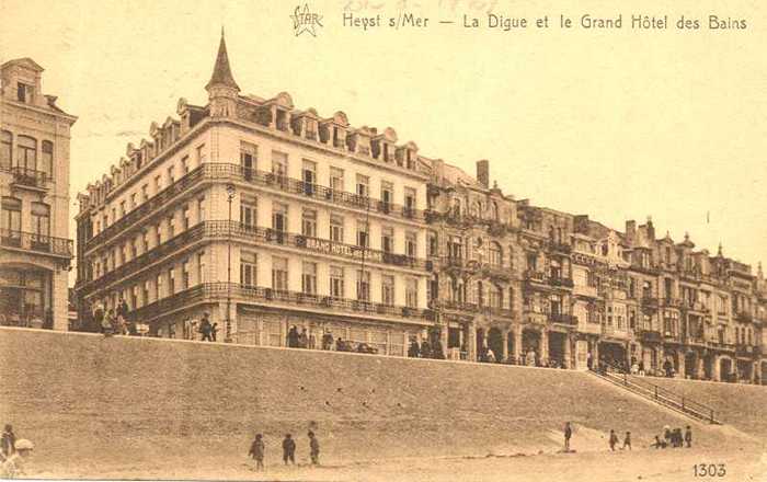 Heyst s/Mer - La Digue et le Grand Hôtel des Bains - AVMPKHE00694 Heyst s/Mer - La Digue et le Grand Hôtel des Bains