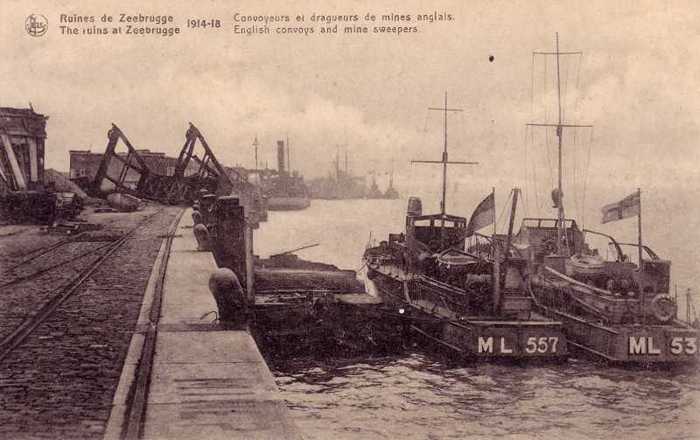 Ruines de Zeebrugge 1914-18 - Convoyeurs et draguers de mines anglais