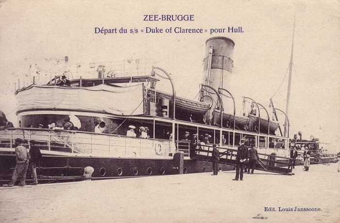 Zee-Brugge - Départ du s/s 'Duke of Clarence' pour Hull