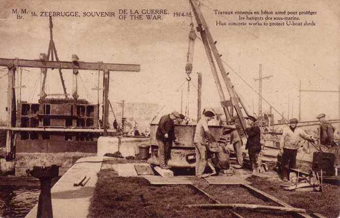 Zeebrugge - Souvenir de la guerre 1914-1918 - 5b - Travaux ennemis en béton armé pour protéger les hangars des sous-marins
