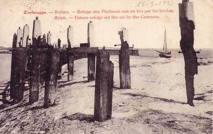 Zeebrugge - Ruines - Refuge des Pêcheurs mis en feu par les boches