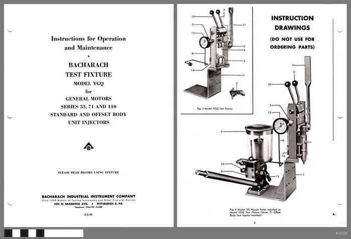 Instructions for operation and maintenance, Bacharch text fixture model YGQ