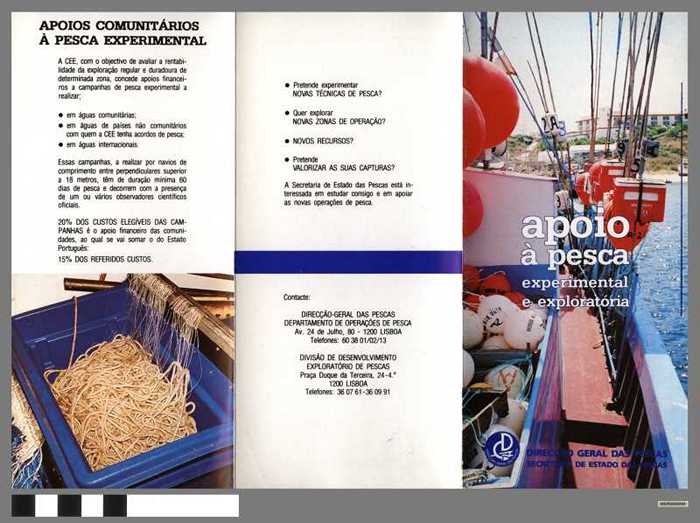 Flyer: Apoio à pesca, experimental e exploratória