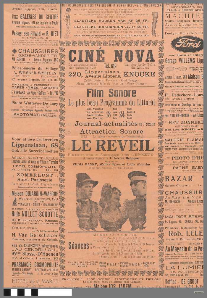 Ciné Nova - Programme van 18 tot 24 juli - Le Réveil, film sonore connu en Amérique sous le titre L'Innocente'