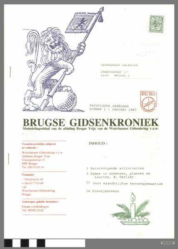 Magazine: Brugse Gidsenkroniek nummer 1.