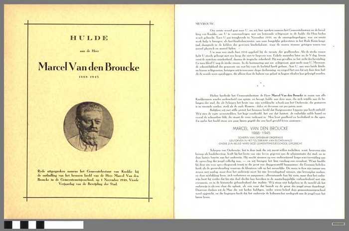 Hulde aan de Heer Marcel Van den Broucke - 1888-1945