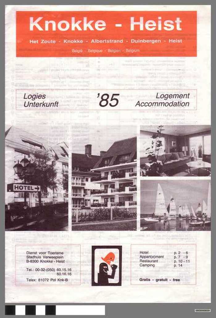Knokke-Heist. Het Zoute - Knokke - Albertstrand - Duinbergen - Heist. Logies 85.