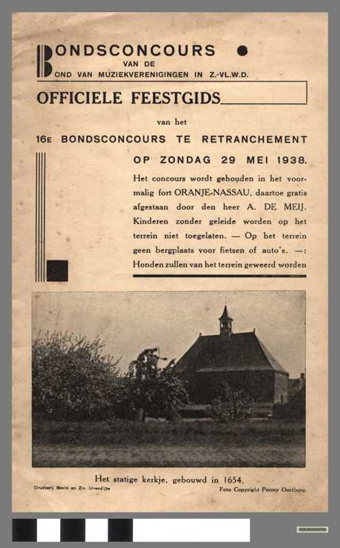 Officiële feestgids van het 16e bondsconcours te Retranchement op zondag 29 mei 1938