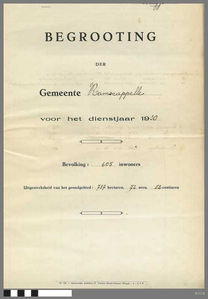 Gemeente Ramscappelle - Begrooting voor het Dienstjaar 1930