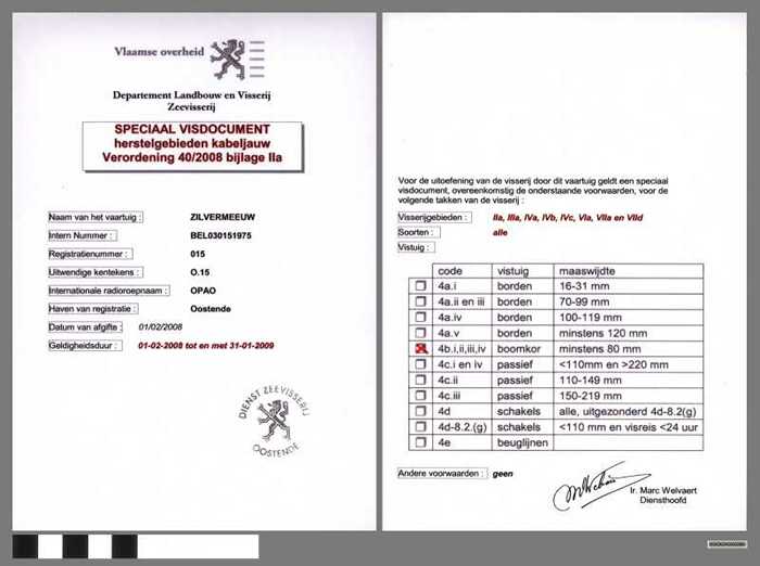 Speciaal visdocument herstelgebieden kabeljauw.