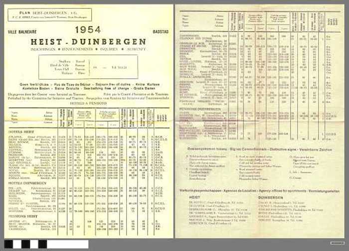 Ville balnéaire - 1954 - badstad- Heist-Duinbergen- inlichtingen - renseignements- inquiries- Auskunft.