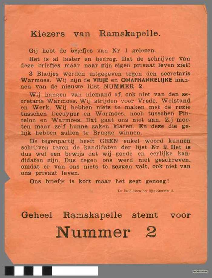 Brief: gemeenteverkiezingen 1938- lijst 2