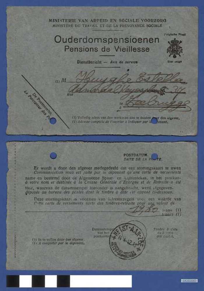 Ouderdomspensioenen - Pensions de Vieillesse - Dienstbericht-Avis de service - 1942