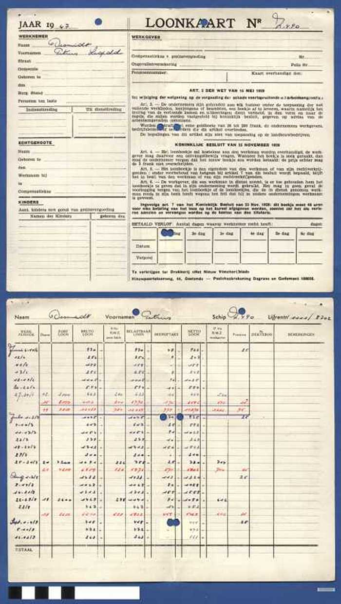 Loonkaart Desmidt Petrus - Z 490 - Jaar 1947