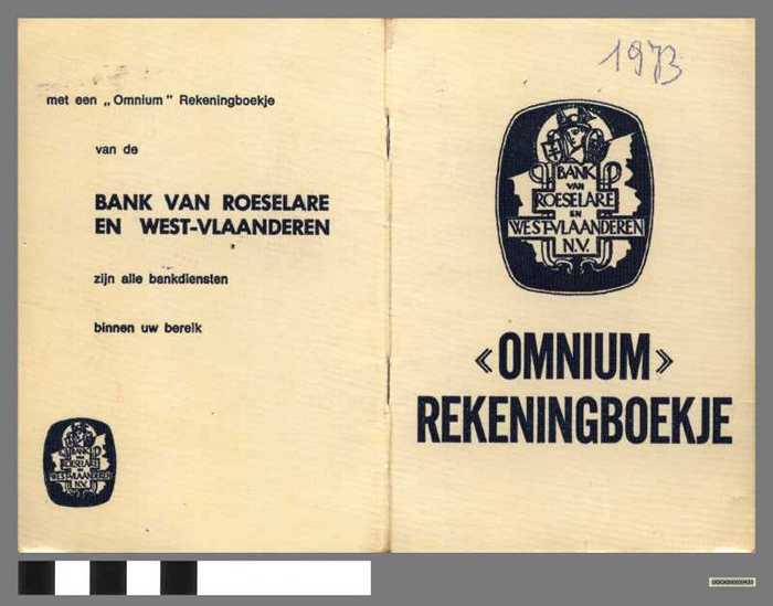 'OMNIUM' rekeningboekje - Bank van Roeselare en West-Vlaanderen
